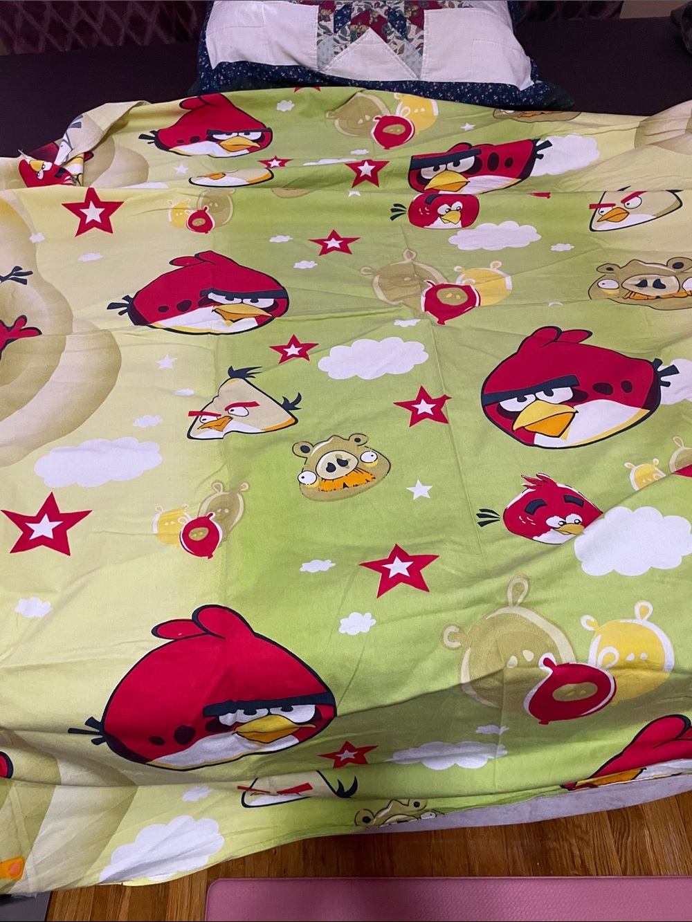 Angry Birds Kids Lime Green Cartoon Bedding Sheet 100% cotton